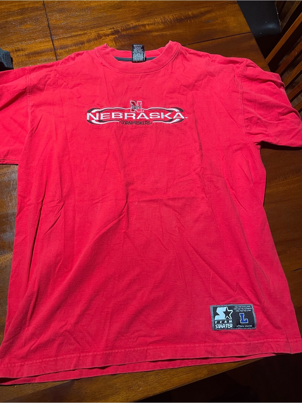 STARTER Red Nebraska Crew Neck Short Sleeve T-Shirt
